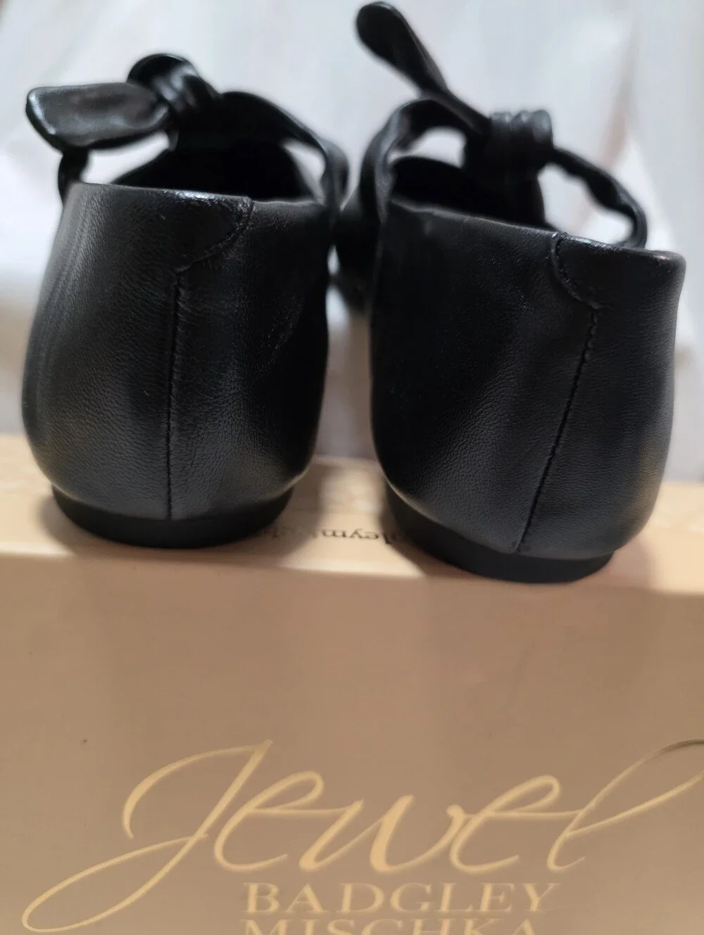 Jewel Badgley Mischka Taylore Black Mary Jane Bow Ballet Flats Women's